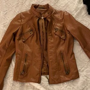 Brown Faux Leather Jacket